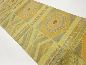 リサイクル　本場筑前博多亀甲に横段・幾何学模様織出し名古屋帯